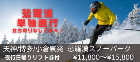 天神・博多・小倉発 恐羅漢スノーパーク 夜行日帰りバスツアー 単独直行 リフト券付き